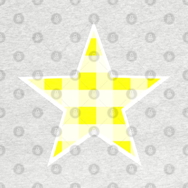 Yellow and White Buffalo Plaid Star by bumblefuzzies